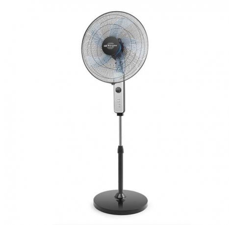 Orbegozo SF 1046 Ventilador de Pie - Temporizador hasta 1 Hora - Altura Regulable hasta 150cm - Potencia de 80W - 5 Aspas y 3 Velocidades - Funcion Oscilante y Cabezal Inclinable