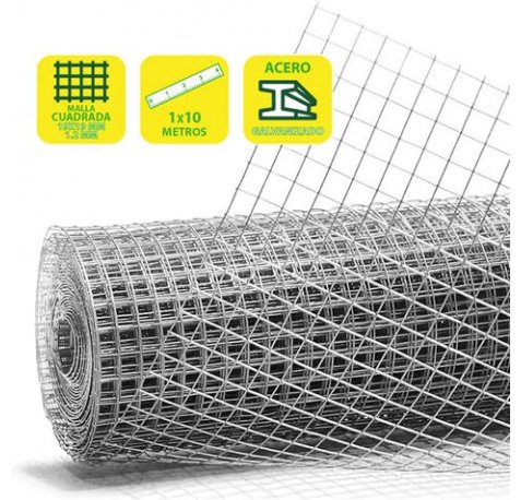 Sungarden Tela Metalica Galvanizada 19x19x1.2mm 1x10m - Color Gris