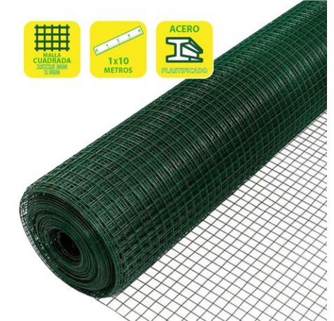 Sungarden Tela Metalica Plastificada 25x25x2mm 1x10m - Color Verde