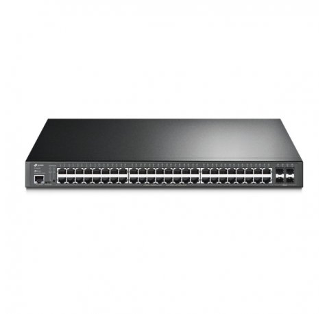TP-Link Omada SG3452P Switch 52 Puertos - Gestionado - 48xRJ45 PoE+ 1Gbps - 4xSFP 1Gbps - Conmutacion hasta 104Gbps - Soporta QOS - Carcasa Metalica - Color Negro