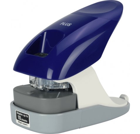 Plus Grapadoras sin Grapas - Capacidad de Grapado 10 Hojas - Funciona como Grapadora y Perforadora 2 en 1 - Fabricada con Plastico Reciclado - Color Azul