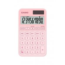 Casio SL-310YC Calculadora de Bolsillo con Pantalla LCD de 10 Digitos - Calculo de Impuestos - Alimentacion Solar y Pilas - Compacta y Ligera - Color Rosa Claro