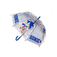 Safta Sonic City Paraguas Manual de 76cm - 8 Paneles - Asa y Punta de PVC - POE Transparente - Nervios de Acero de 8mm - Color Azul y Blanco
