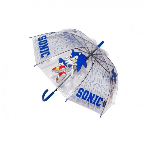 Safta Sonic City Paraguas Manual de 76cm - 8 Paneles - Asa y Punta de PVC - POE Transparente - Nervios de Acero de 8mm - Color Azul y Blanco