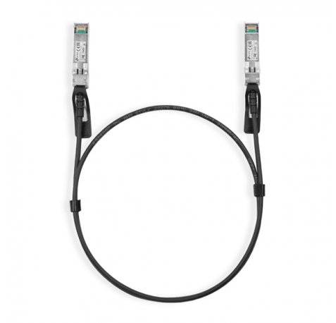 TP-Link Omada SM5220-1M Cable de Conexion Directa de 1m - Velocidad hasta 10Gbps - Conector 10G SFP+ - Cobre Plateado - Color Negro