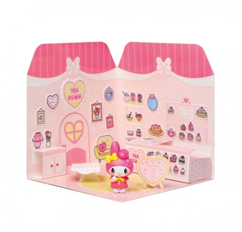 Comansi Sticker House My Melody Tea RoomÂ - Incluye Figura - Stickers Lavables -  Escenario Adorable - Juego Creativo