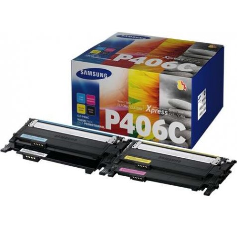 Samsung CLP360 / CLX3305 Pack de 4 Cartuchos de Toner Originales - CLT-P406C / SU375A