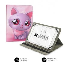 Subblim Funda Tablet Universal Trendy 9,6" a 11" - Posicion Stand con 2 Angulos de Vision - Soporte Antideslizante - Color Cat
