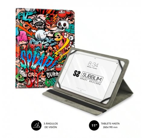 Subblim Funda Tablet Universal Trendy 9.6" a 11" - Posicion Stand con 2 Angulos de Vision - Soporte Antideslizante - Colores Varios