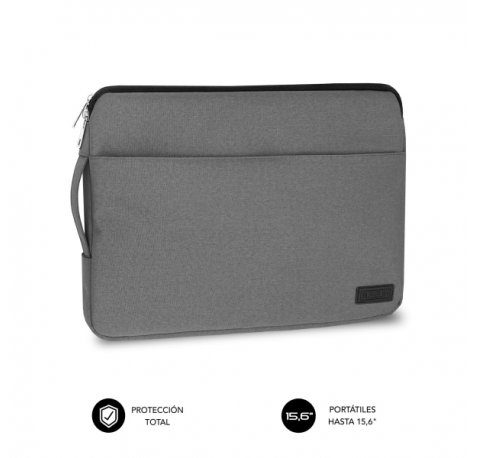 Subblim Funda Urban 15.6" - Proteccion Elegante y Funcional - Tela de Poliester 600D - Interior Acolchado de Foam - Color Gris