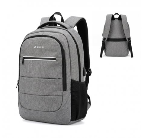 Subblim City Plus Mochila para PortÃ¡til 16" - Capacidad 26L - Resistente al agua - Puerto USB-C - Bolsillo Reflectante - Color Gris