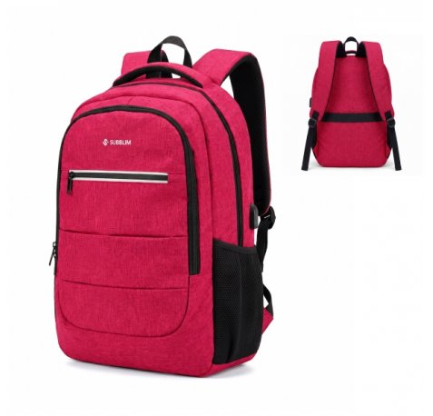 Subblim City Plus Mochila para PortÃ¡til 16" - Capacidad 26L - Resistente al agua - Puerto USB-C - Bolsillo Reflectante - Color Rojo