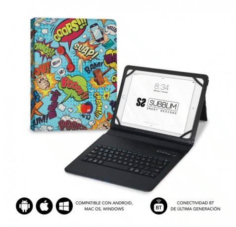 Subblim Keytab Pro Bluetooth Funda universal 9-10.1" - DiseÃ±o ultradelgado - Soporte ajustable - Sistema magnÃ©tico - Resistente y adaptable - InalÃ¡mbrico - Bluetooth - Colores Varios