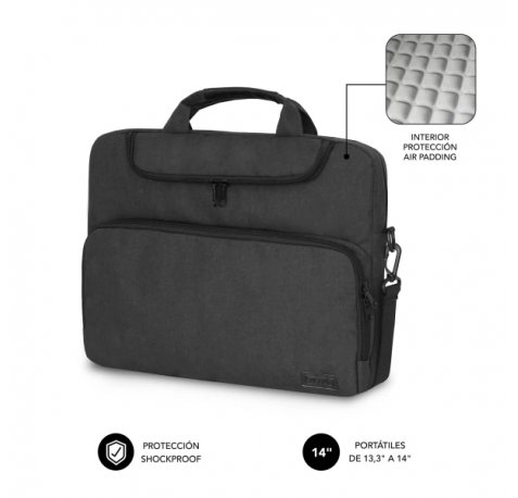 Subblim Maletin para Portatiles de hasta 14" Pulgadas - Proteccion Air Padding - Resistente Poliester Oxford - Repelente de Liquidos - Color Negro