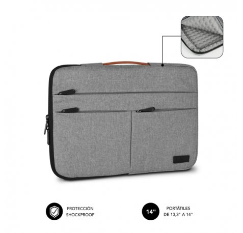 Subblim Funda Air Padding 360 PortÃ¡til de 13.3" a 14" - ProtecciÃ³n 360Âº con Air Padding - MÃºltiples bolsillos - Resistente y duradera - Color Gris Claro