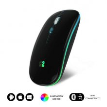 Subblim Raton LED Dual Flat - Conectividad Dual - Tecnologia Silent Click - Iluminacion LED en 7 Colores - Color Negro