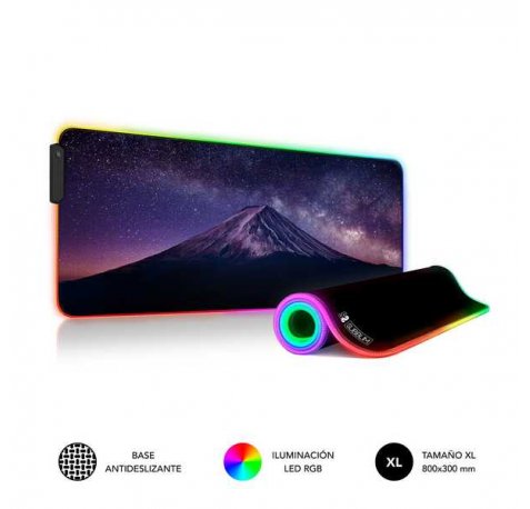Subblim Alfombrilla LED Rgb - Modos y Efectos de Luces Personalizables - Tamaño Super Grande - Facil de Usar - Superficie Ultra Suave - Base Antideslizante - Color Varios