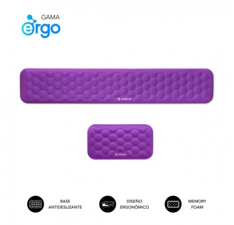 Subblim Pack Ergo Airpadding ReposamuÃ±ecas para Teclado y Raton - Espuma Viscoelastica 65D - Tejido AirMesh Transpirable - Base Antideslizante - Color Lila