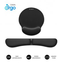 Subblim Pack Ergo MemoryFlex Alfombrilla Ergonomica para Raton y ReposamuÃ±ecas Teclado - Espuma Elastica - Microtexturizada Impermeable - Base Antideslizante - Color Negro
