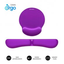 Subblim Pack Ergo MemoryFlex Alfombrilla Ergonomica para Raton y ReposamuÃ±ecas Teclado - Espuma Elastica - Microtexturizada Impermeable - Base Antideslizante - Color Lila