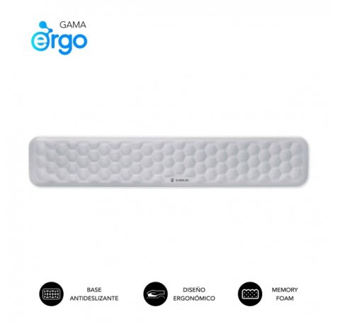 Subblim Ergo Airpadding ReposamuÃ±ecas para Teclado - Espuma Viscoelastica 65D - Tejido AirMesh Transpirable - Base Antideslizante - Color Plata