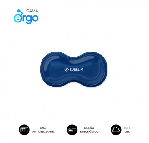 Subblim Ergo Crystal Flex ReposamuÃ±ecas para Raton - Gel Refrigerante Autoajustable - DiseÃ±o Ondulado Ergonomico - Base Antideslizante - Color Azul