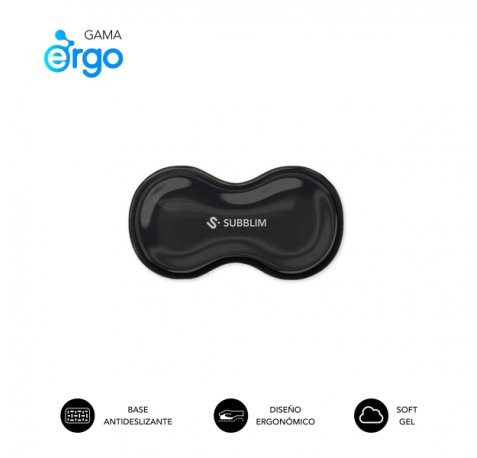 Subblim Ergo Crystal Flex ReposamuÃ±ecas para Raton - Gel Refrigerante Autoajustable - DiseÃ±o Ondulado Ergonomico - Base Antideslizante - Color Negro