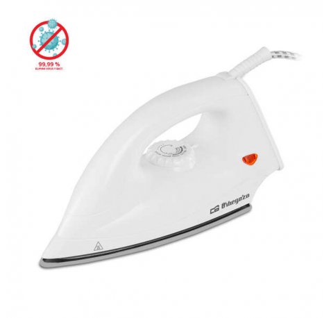 Orbegozo SV 1270 Plancha Seco - Calentamiento Uniforme y Veloz - Base Plana para Calor Homogeneo - Diseño en Punta para Llegar a Todos Los Rincones - Suela Antiadherente - Regulador de Temperatura