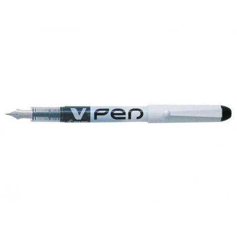 Pilot Pluma Estilografica V-Pen - Desechable - Tinta Liquida Borrable - Punta de Acero - Trazo de 0.5mm - Color Negro