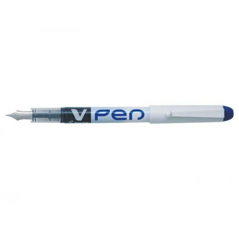 Pilot Pluma Estilografica V-Pen - Desechable - Tinta Liquida Borrable - Punta de Acero - Trazo de 0.5mm - Color Azul