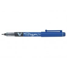 Pilot Rotulador de Punta Fina V-Sign Pen - Punta Fina de 2mm - Trazo de 0.6mm - Color Azul (12 uds)