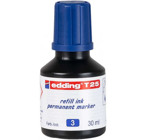 Edding T25 Bote de Recarga para Rotulador Permanente - Capacidad 30ml - Color Azul