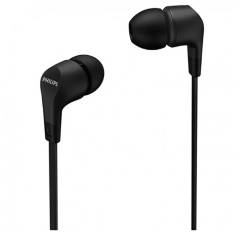 Philips Auriculares Intraurales con Cable - Jack 3.5mm - Microfono Integrado - 3 Pares de Almohadillas de Silicona - Aislamiento Pasivo del Ruido - Altavoz 8.6mm - Boton Multifuncion - Color Negro