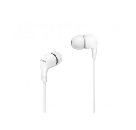 Philips Auriculares Intraurales con Cable - Jack 3.5mm - Microfono Integrado - 3 Pares de Almohadillas de Silicona - Aislamiento Pasivo del Ruido - Altavoz 8.6mm - Boton Multifuncion - Color Blanco
