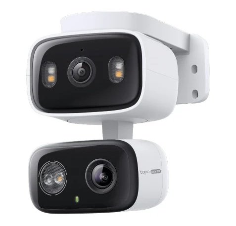 TP-Link Tapo C246D Camara de Seguridad Exterior - 2K QHD - 2 Lentes - WiFi - Resolucion 3Mpx - Vision Nocturna - Audio Bidireccional - Cancelacion de Ruido - Color Blanco y Negro