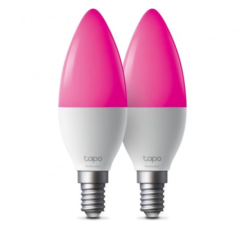 TP-Link Tapo L430C Pack de 2 Bombillas Inteligentes RGB - Bluetooth - Intensidad Regulable - Casquillo E14 - WiFi - Compatible con Asistente de Voz - Control con App - Multicolor