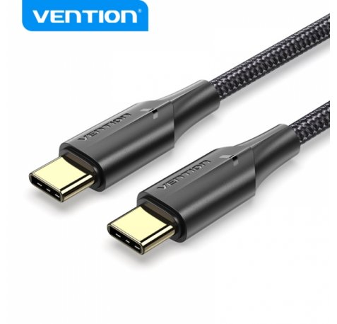 Vention Cable USB-C Macho a USB-C Macho 3A 60W LED - 3m Algodon Trenzado Negro