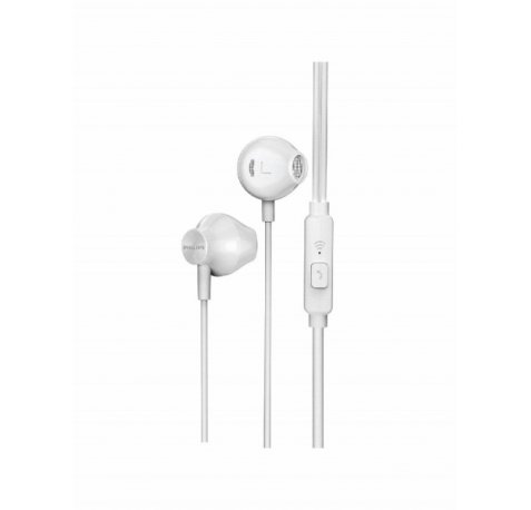 Philips TAUE101 Auriculares Inâ??Ear con Microfono - Sonido de Graves Bass Sound - Controladores 14.2mm con Iman Neodimio - Sensibilidad 106dB - Cable 1.2m con Jack 3.5mm - Color Blanco