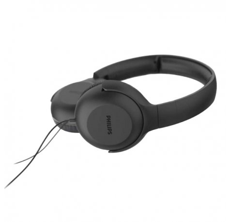 Philips Auriculares Supraaurales con Cable - Jack 3.5mm - Controles Integrado en el Cable - Microfono Integrado - Altavoz de 32mm - Color Negro