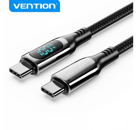 Vention Cable USB-C Macho a USB-C Macho - 1.2m 5A PD100W con Pantalla LED - Color Negro