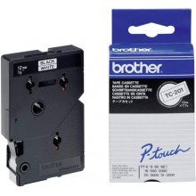 Brother TC201 Cinta Laminada Original para Rotuladora - Texto negro | Cinta laminada original para rotuladora - texto negro sobre fondo blanco - ancho x 7 metros