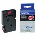 Brother TC401 Cinta Laminada Original para Rotuladora - Texto negro rojo | Cinta laminada original para rotuladora - texto negro sobre fondo rojo - ancho x 7 metros