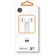 TechOneTech ear Tech Hop Auriculares Intraurales USB-C - Microfono Integrado - Cable de 1.20m - Blanco