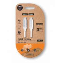 TechOneTech Cable USB-C Macho a USB-C Macho 1m - Recubierto de Nylon Trenzado Blanco