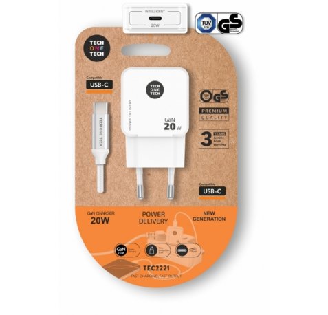 TechOneTech Cargador de Pared UltrarrÃ¡pido GaN 20w Blanco + cable USB-C
