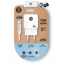 TechOneTech Cargador de Pared UltrarrÃ¡pido GaN 20w Blanco + Cable Apple