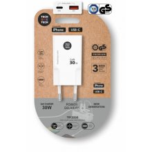 TechOneTech Cargador Doble de Pared Ultrarrápido GaN 30w USB-C+USB-A Blanco TechOneTech Cargador Doble de Pared Ultrarrápido GaN 30w USB-C+USB-A Blanco