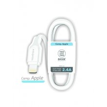 TechOneTech Cable BASIK USB-A Macho a Lightning 1m - Recubierto Nylon Trenzado Blanco