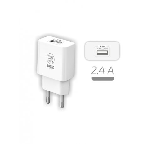TechOneTech Basik Cargador de Pared 1 Puerto USB-A 12W - Color Blanco