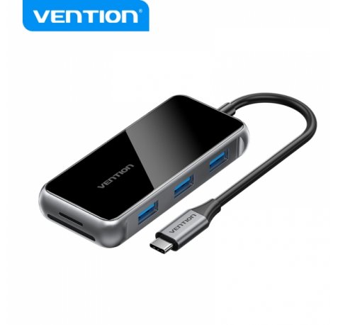 Vention Docking Station 7 en 1 USB-C a HDMI/3xUSB3.0/Lector SD/MicroSD/PD100W - 0.15m - Color Gris
